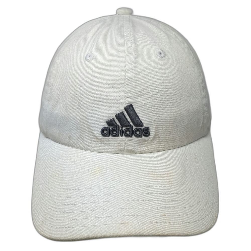 Adidas Baseball Cap White One Size Slideback Embroidered Logo Cotton Adjustable